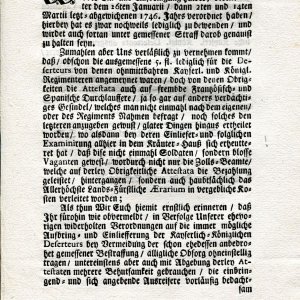 Verordnung bezüglich Deserteure 1747