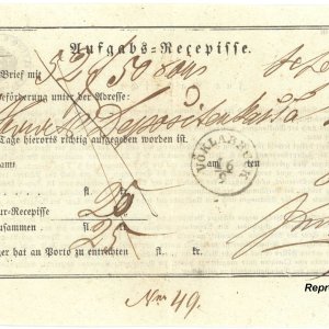 Aufgabs-Recepisse Vöcklabruck 1868
