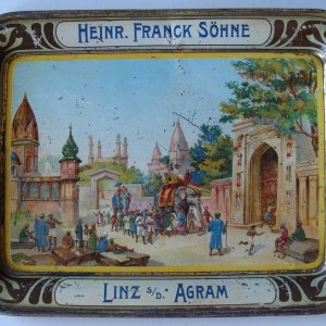 Franck Söhne Linz Werbetablett um 1900