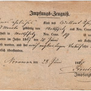 Impfzeugnis 1867