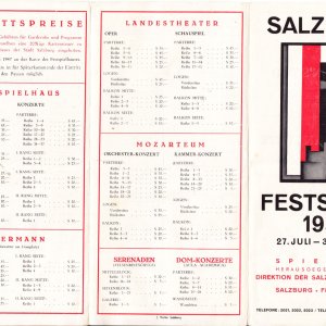 Programmzettel Preisliste Salzburger Festspiele 1947