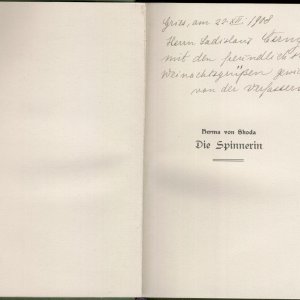 Herma von Skoda DIe Spinnerin Neue Gedichte Widmunsexemplar