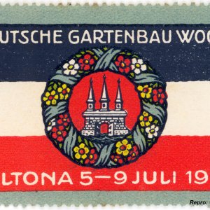 Reklamemarke Gartenbau Woche Altona 1914
