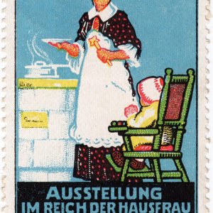 Reklamemarke Ausstellung im Reich der Hausfrau und Mutter