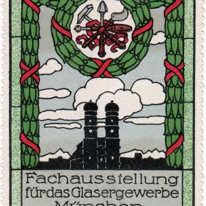 Reklamemarke Fachausstellung Glasergewerbe München 1914