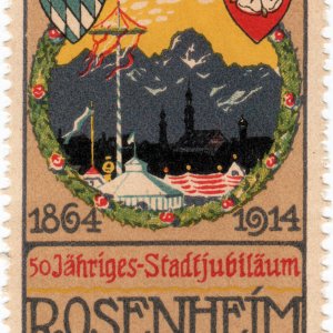 Reklamemarke 50 jähriges Stadtjubiläum Rosenheim