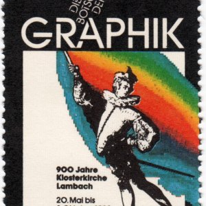 Reklamemarke Botschaft der Graphik, Stift Lambach 1989