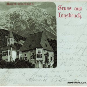 Lithographie Weiherburg Innsbruck Mondscheinkarte