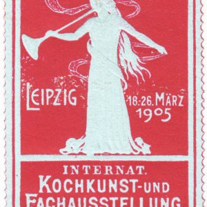 Reklamemarke Internat. Kochkunst- und Fachausstellung Leipzig 1905