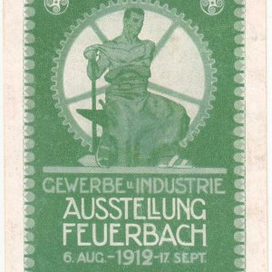 Reklamemarke Gewerbe u. Industrie Ausstellung Feuerbach 1912