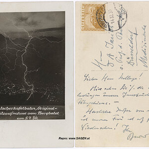 Patscherkofelbahn, Original-Blitzaufnahme vom Berghotel am 5. 7. 1930