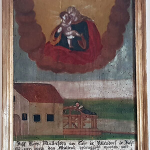 Votivbild Maria Schmolln 1864, Unfall Wassermühle