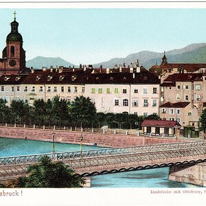 Innsbruck Innbrücke Lithografie um 1900