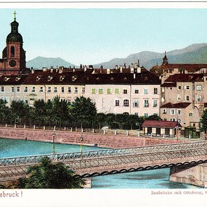 Innsbruck Innbrücke Lithografie um 1900