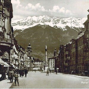 Innsbruck 1925 Maria-Theresien-Straße mit Werbeschild von Foto-Gratl Fritz