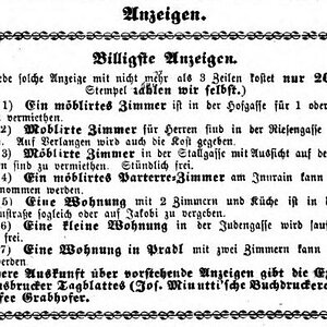 Innsbruck, Anzeigen. Angebote zum Vermieten 02.07.1866