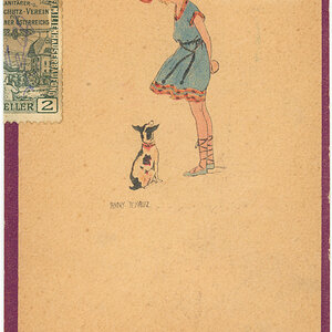 Anny Tekauz, Mädchen mit Hund um 1910