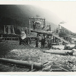 Holzarbeiten mit Seilbahn, Kärnten 1936