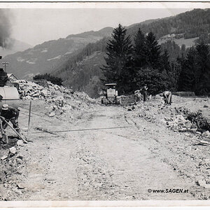 Baustelle Straßenbau 1950er Jahre