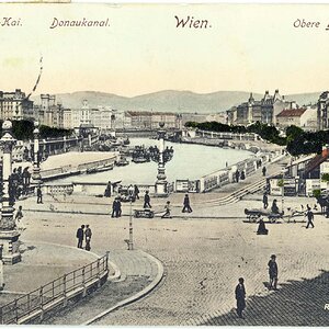 Wien, Franz-Josefs-Kai, Donaukanal und obere Donaustraße um 1907