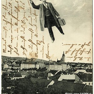 Fliegender Mann, Ansichtskarte