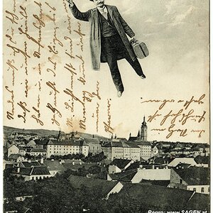 Fliegender Mann, Ansichtskarte