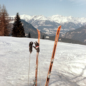 Pause beim Skifahren in den 1970er Jahren