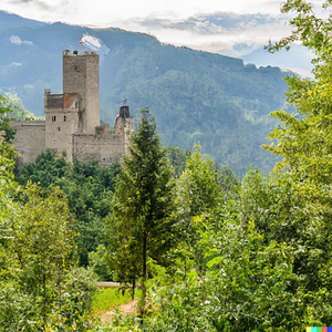 Rekonstruktion Burg Untermontani, Südtirol DALL·E 3