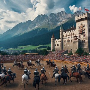 Turnier der Ritter vor Schloss Ambras