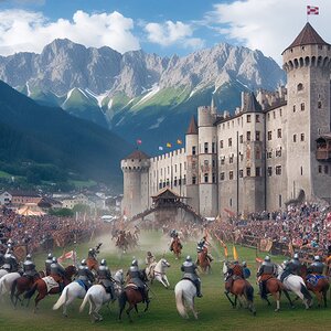 Turnier der Ritter vor Schloss Ambras, Innsbruck, Tirol