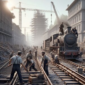 Bau der Brennerbahn im Jahr 1867
