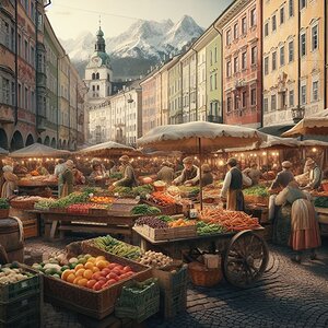 Innsbruck Markt in der Altstadt im 19. Jahrhundert