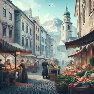 Innsbruck Markt in der Altstadt im 19. Jahrhundert