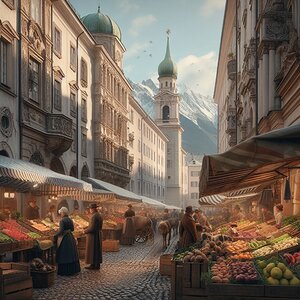 Innsbruck Markt in der Altstadt im 19. Jahrhundert