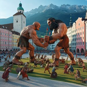 Innsbruck: Kampf der Riesen Haymon gegen Thyrsus