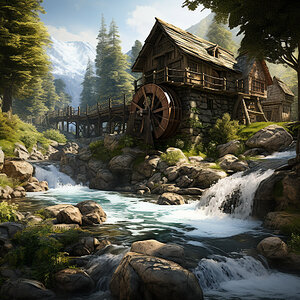 Wassermühle in den Bergen