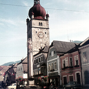 Stadtturm mit Mariensäule Waidhofen an der Ybbs 1950er Jahre