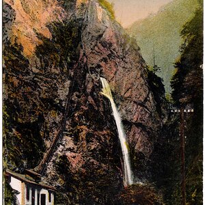 Elektrizitätswerk mit Wasserfall, Wörgl im Jahr 1916