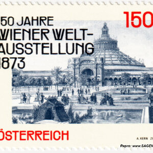 Briefmarke "150 Jahre Wiener Weltausstellung"