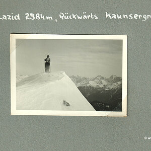 Am Lazid 2384 m, Rückwärts Kaunsergruppe (Schi-Urlaub 1936 in Serfaus, Tirol)