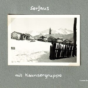 Serfaus mit Kaunsergruppe (Schi-Urlaub 1936 in Serfaus, Tirol)