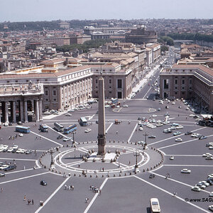Vatikan, Petersplatz vom Dach des Petersdomes im Jahr 1966