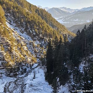 Mittenwaldbahn: Ausblick von der Schlossbachbrücke