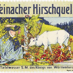 Reklamemarke Teinacher Hirschquelle