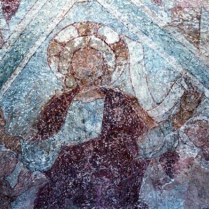 Nikolauskirche, Matrei in Osttirol, Fresko "Die Erschaffung des Menschen"