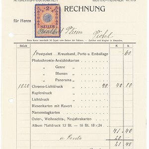Rechnung Friedrich Ernst Brandt, Gmunden, Photographie und Verlag