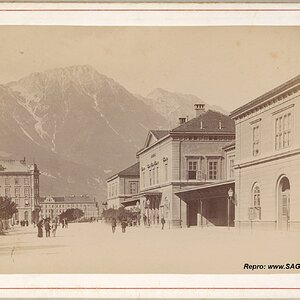 Innsbruck Bahnhofplatz, um 1885