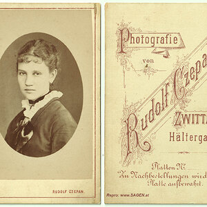 CdV Damenporträt Atelier Rudolf Czepan, Zwittau