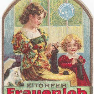 Reklamemarke Frauenlob Strickwollen