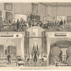 Medium 'Die pneumatische Post in Wien (Rohrpost), 1876' in der Kategorie 'Historische Stiche'